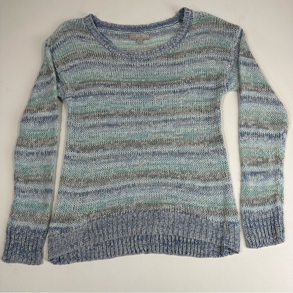 Carolyn Taylor Womens Chunky Knit Pastel Coastal Color block Sweater Size XL - Picture 1 of 7